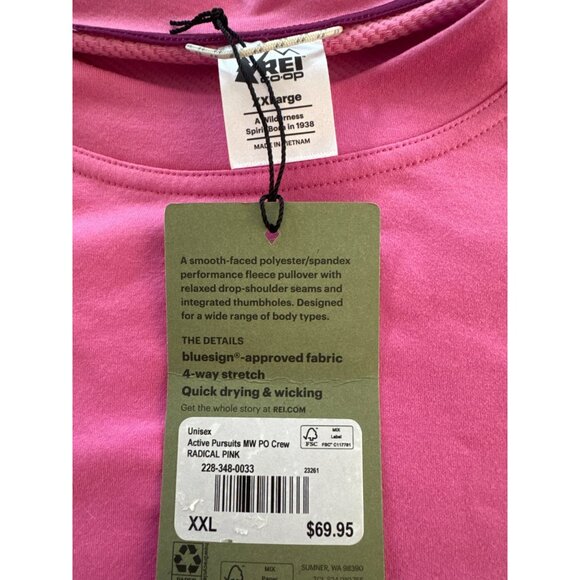 REI Co-Op Active Pursuits Pullover Crew Top XXL Pink Unisex Gender Free NWT - Picture 3 of 6